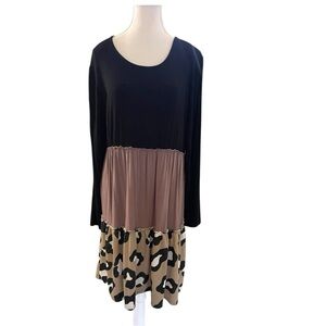HEIMISH Women’s Tiered Leopard Print Dress - Size 1X